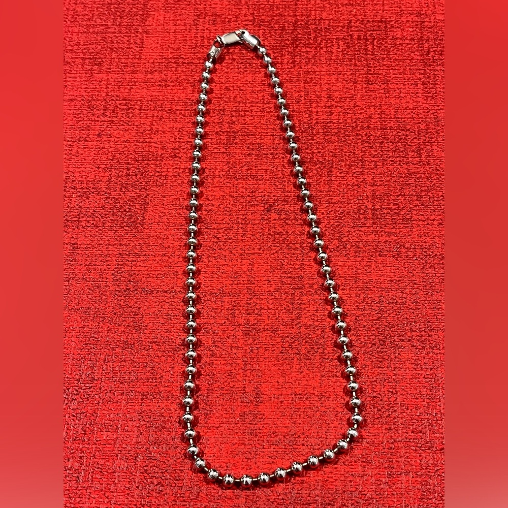 🔵PRE-LOVED AUTHENTIC STERLING SILVER SOLID BALL LINK CHAIN/CHOKER NECKLACE - Picture 10 of 13